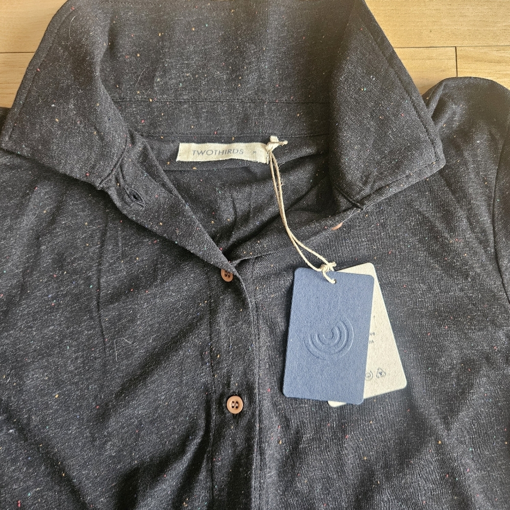 Twothirds Brand Dark Gray Button-Up Cardigan - Picture 2 of 4
